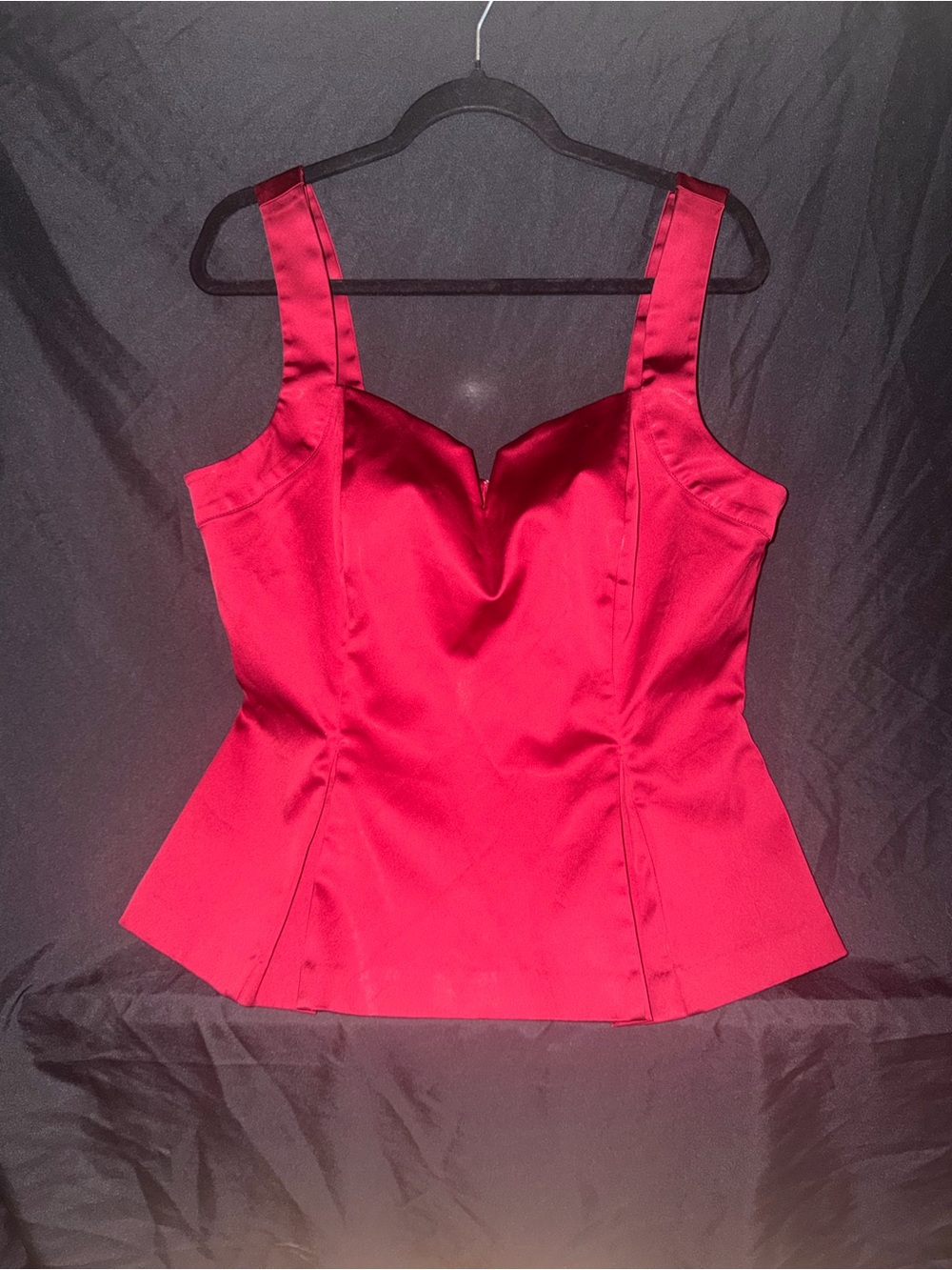 White House Black Market Red Satin Peplum top